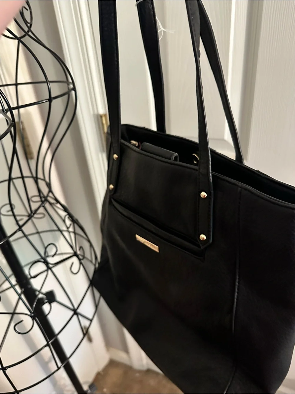 Enzo Angiolini Black Leather Shoulder Bag W/ Studded accents. Hard To Find